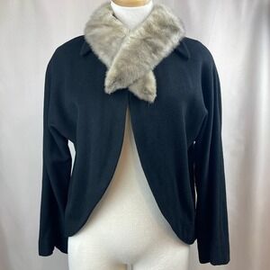 Vintage Wool Fur‎ Womens (M/L) Coat Open Front Swing Collar Goth Hand Sewn 60s